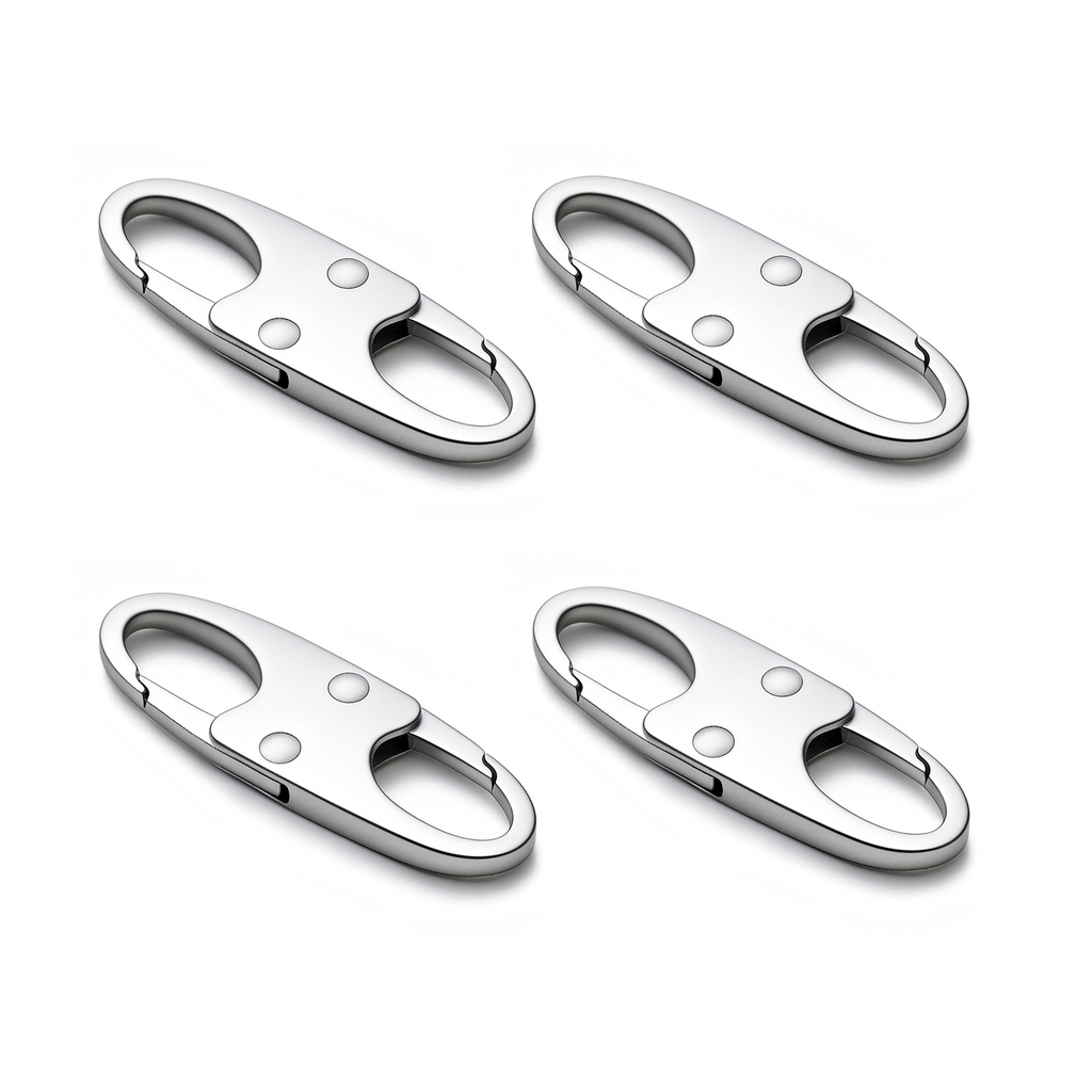 Zelin Anti-Theft Zipper Clip — 4-Pack · Frost Silver