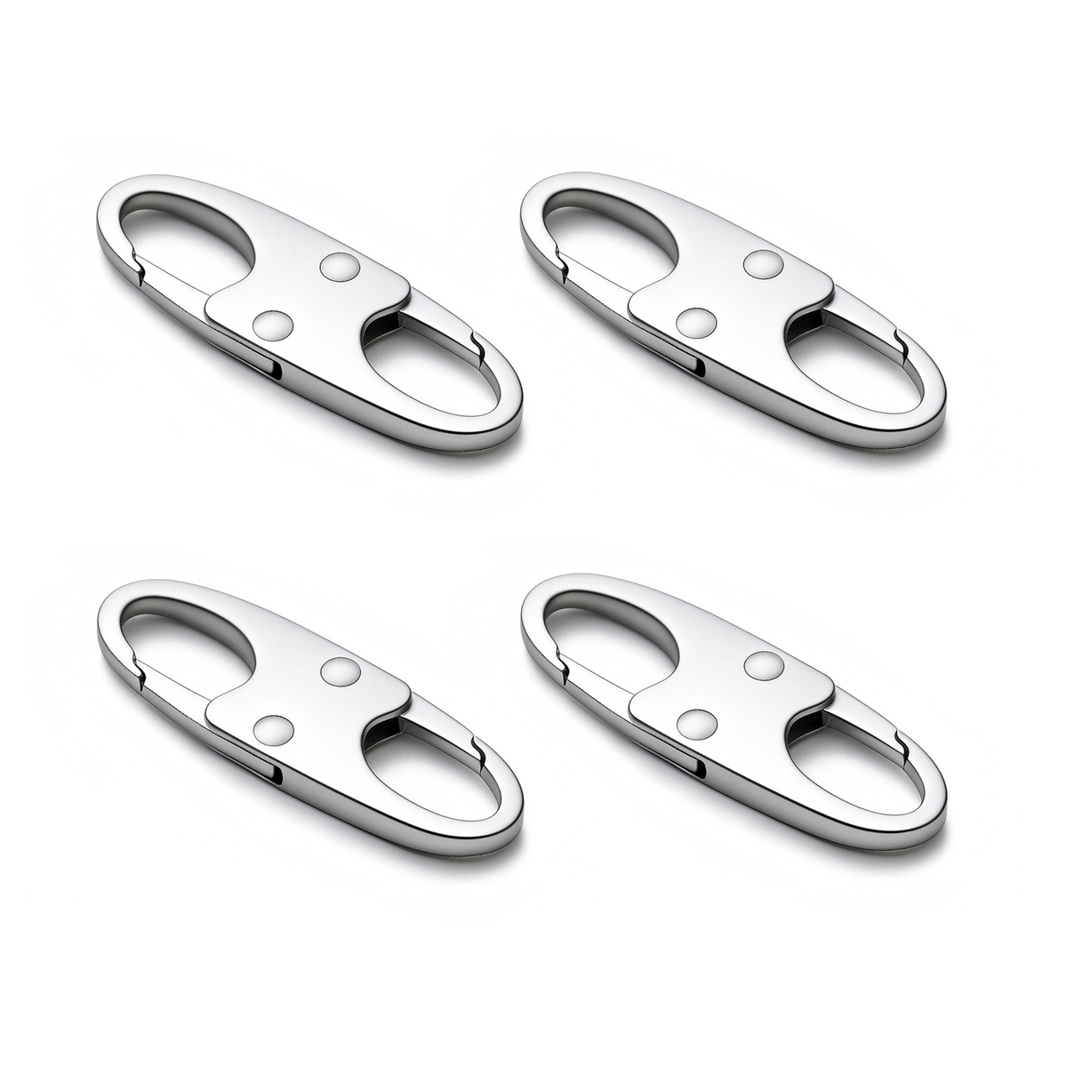 Zelin Anti-Theft Zipper Clip — 4-Pack · Frost Silver