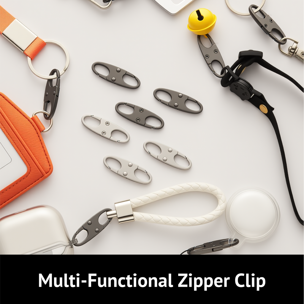Zelin Anti-Theft Zipper Clip — 8-Pack · Space Gray