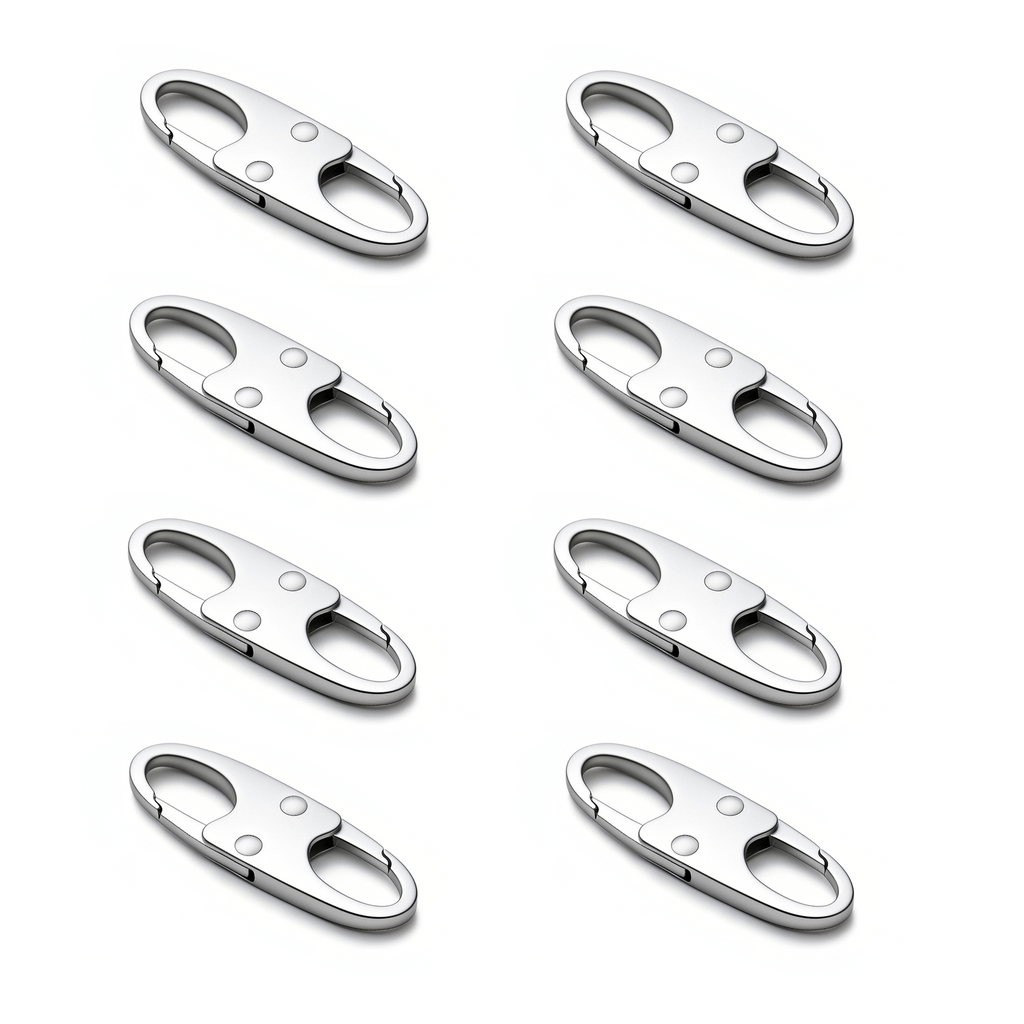 Zelin Anti-Theft Zipper Clip — 8-Pack · Frost Silver