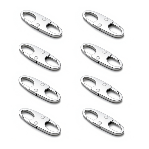 Zelin Anti-Theft Zipper Clip — 8-Pack · Frost Silver
