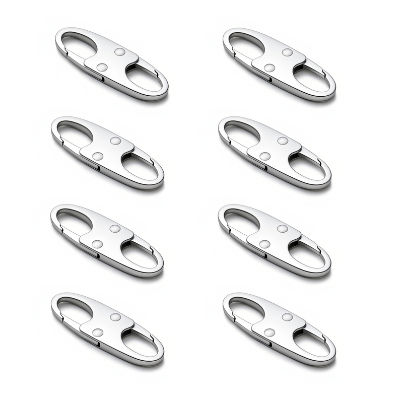 Zelin Anti-Theft Zipper Clip — 8-Pack · Frost Silver